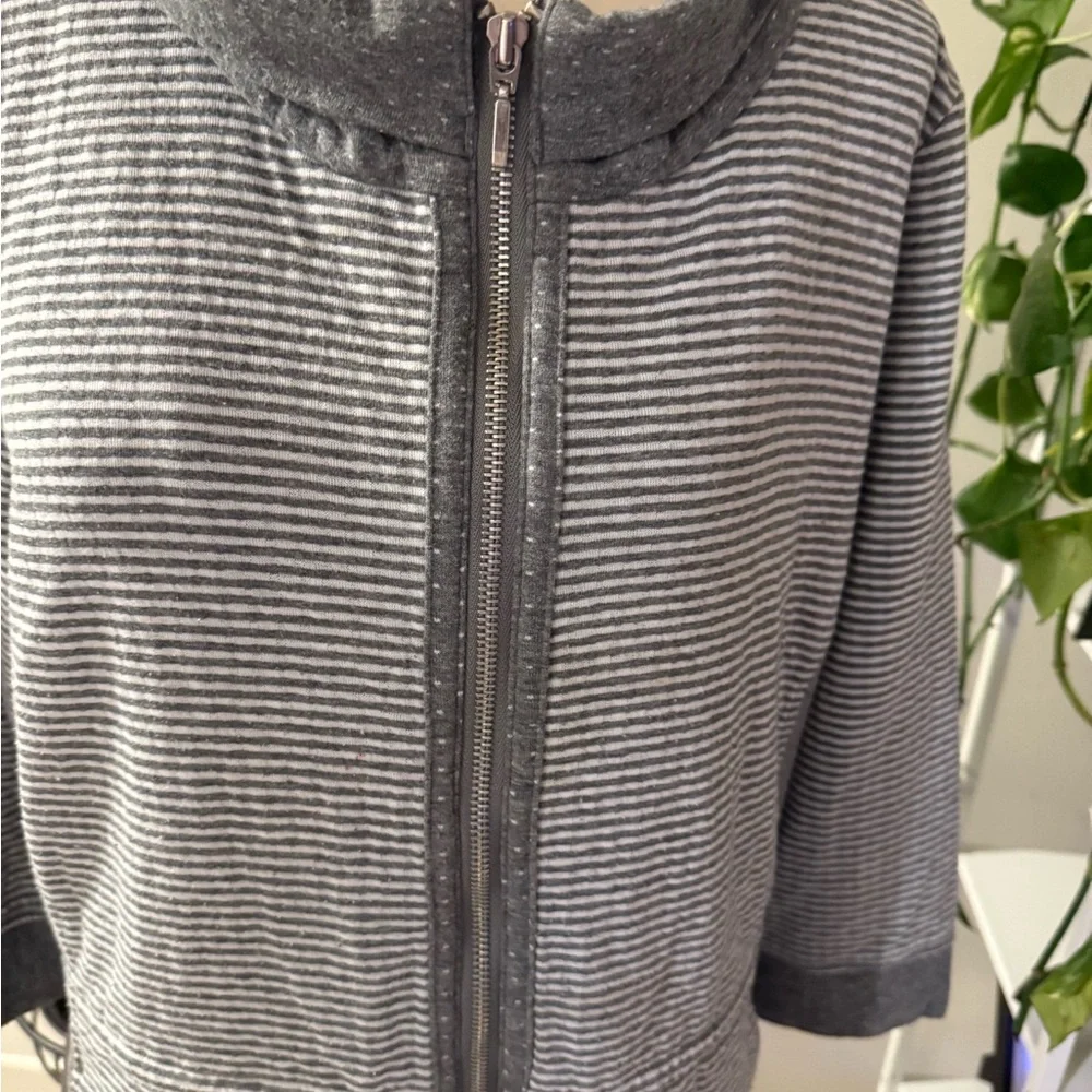 Chico's Gray Striped Bomber Jacket - Picture 2 of 8
